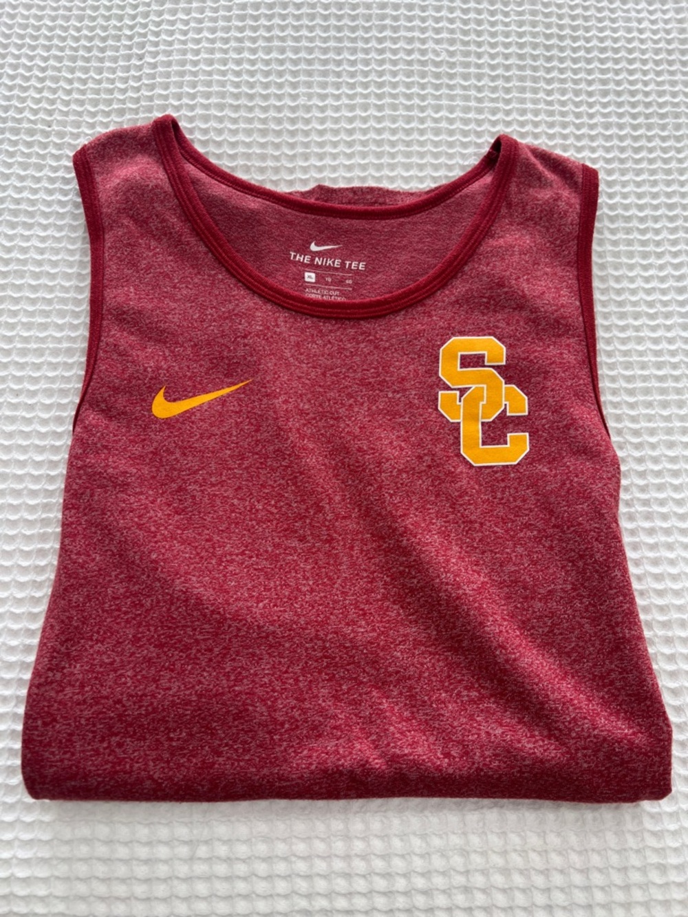 Nike Cardinal Red USC Sleeveless Athletic Tank with Gold Logo